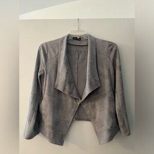 Grey Suede Casual Blazer